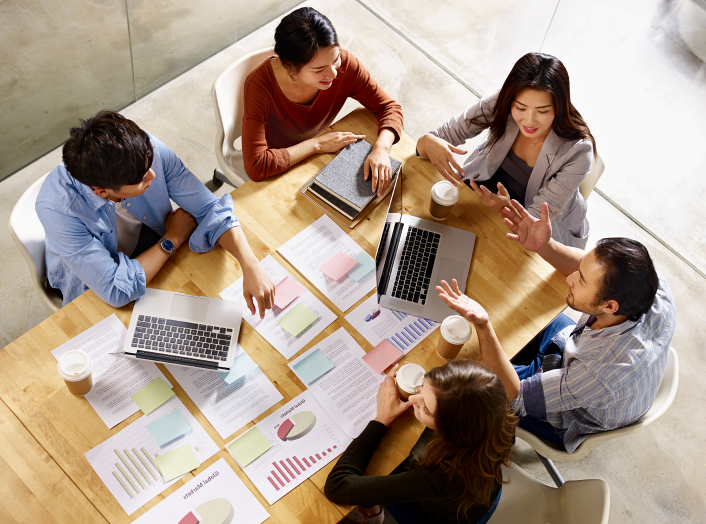 A group of Clearlinkers in a meeting